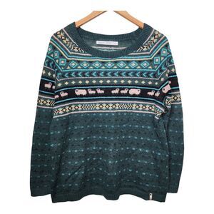 Woolrich Fair isle Sweater Pullover Wool Mohair Sheep Diana Green Womens Large
